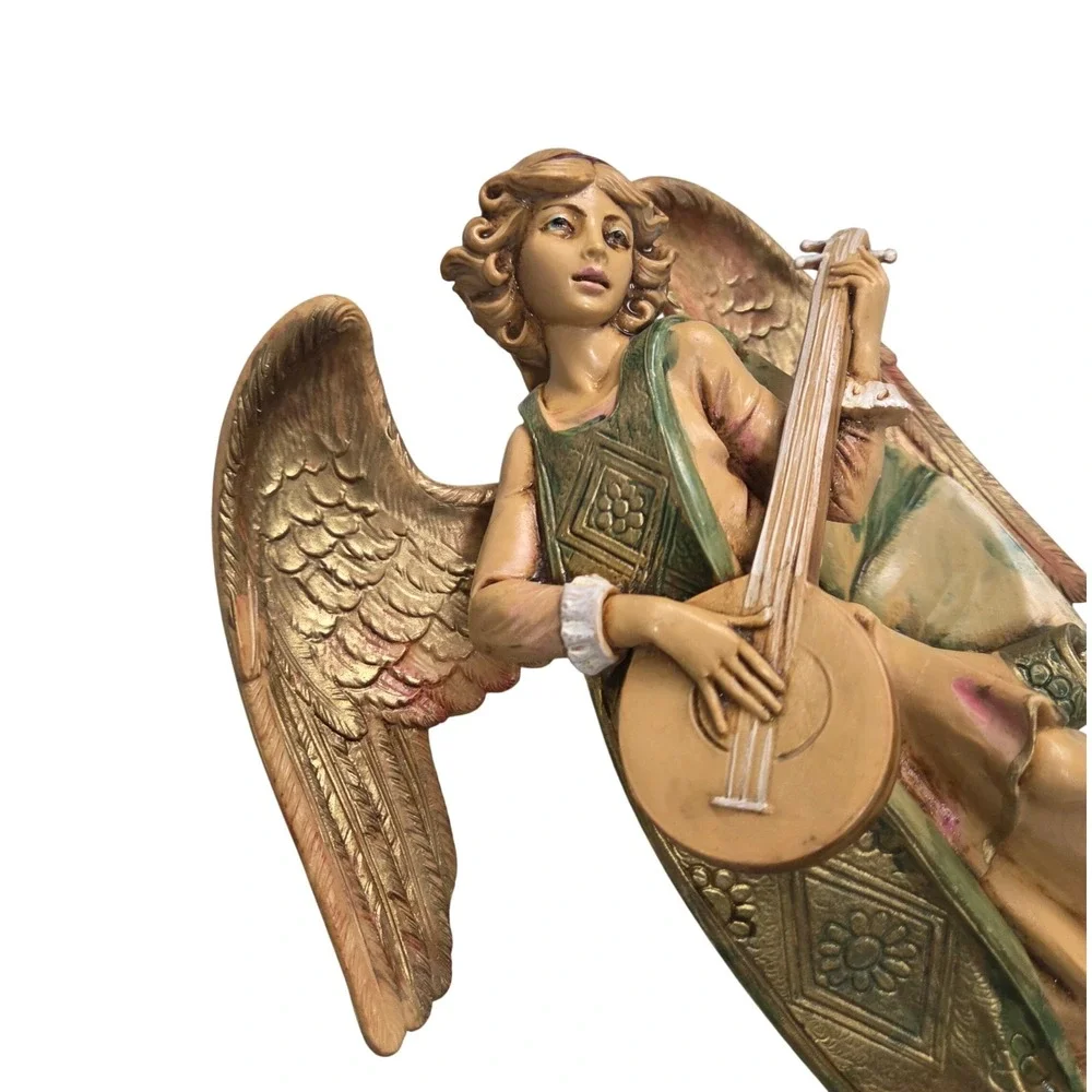 Vintage Fontanini Depose Italy Angel Wall Plaque Playing Lute Mandolin 367 8.5